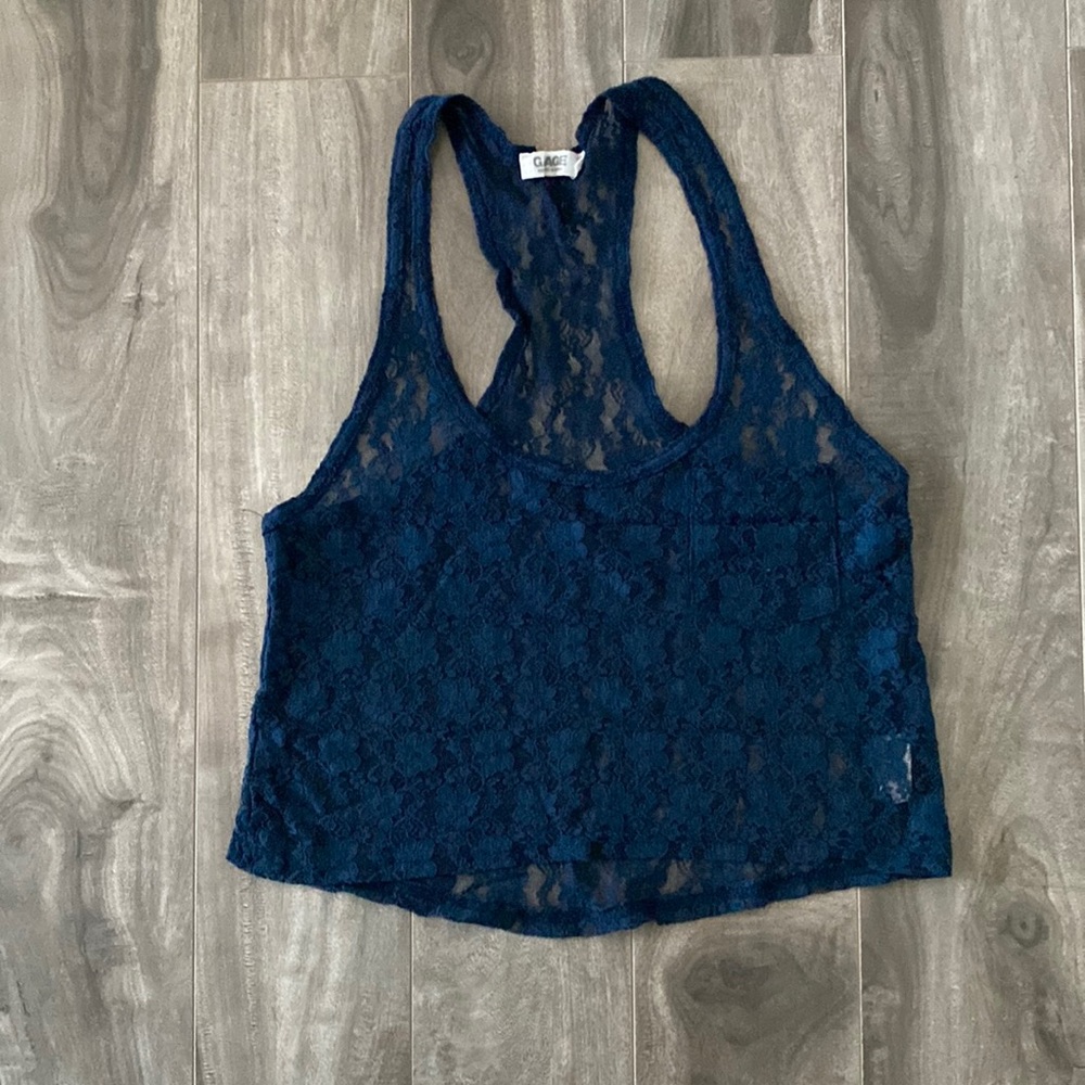 Women’s Garage lace cropped top - blue